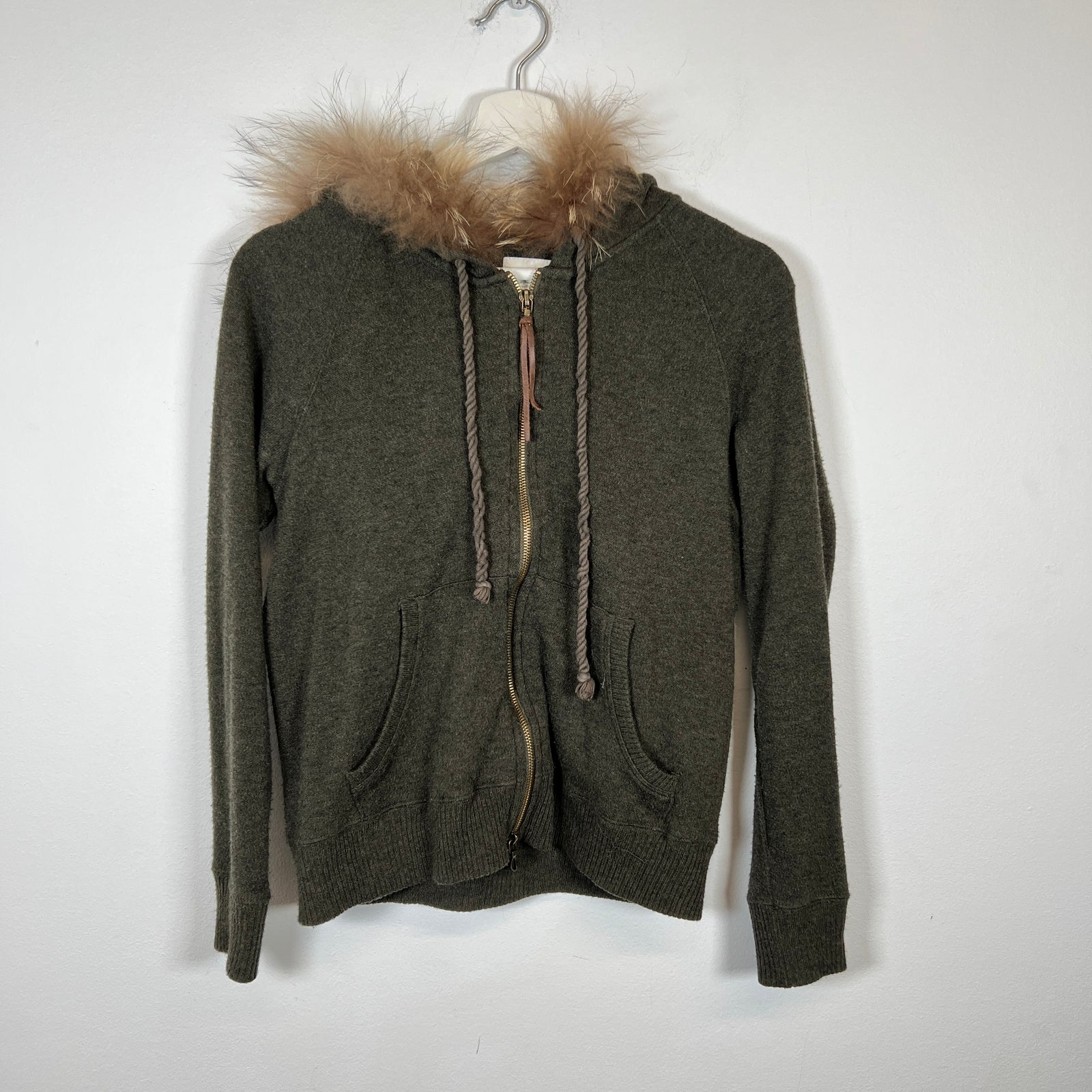 Goa Green Fur Hood Zip Up Size XS