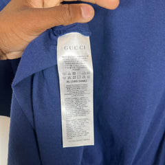 Gucci Blue/Orange Interlocking G Striped T-Shirt Size XL