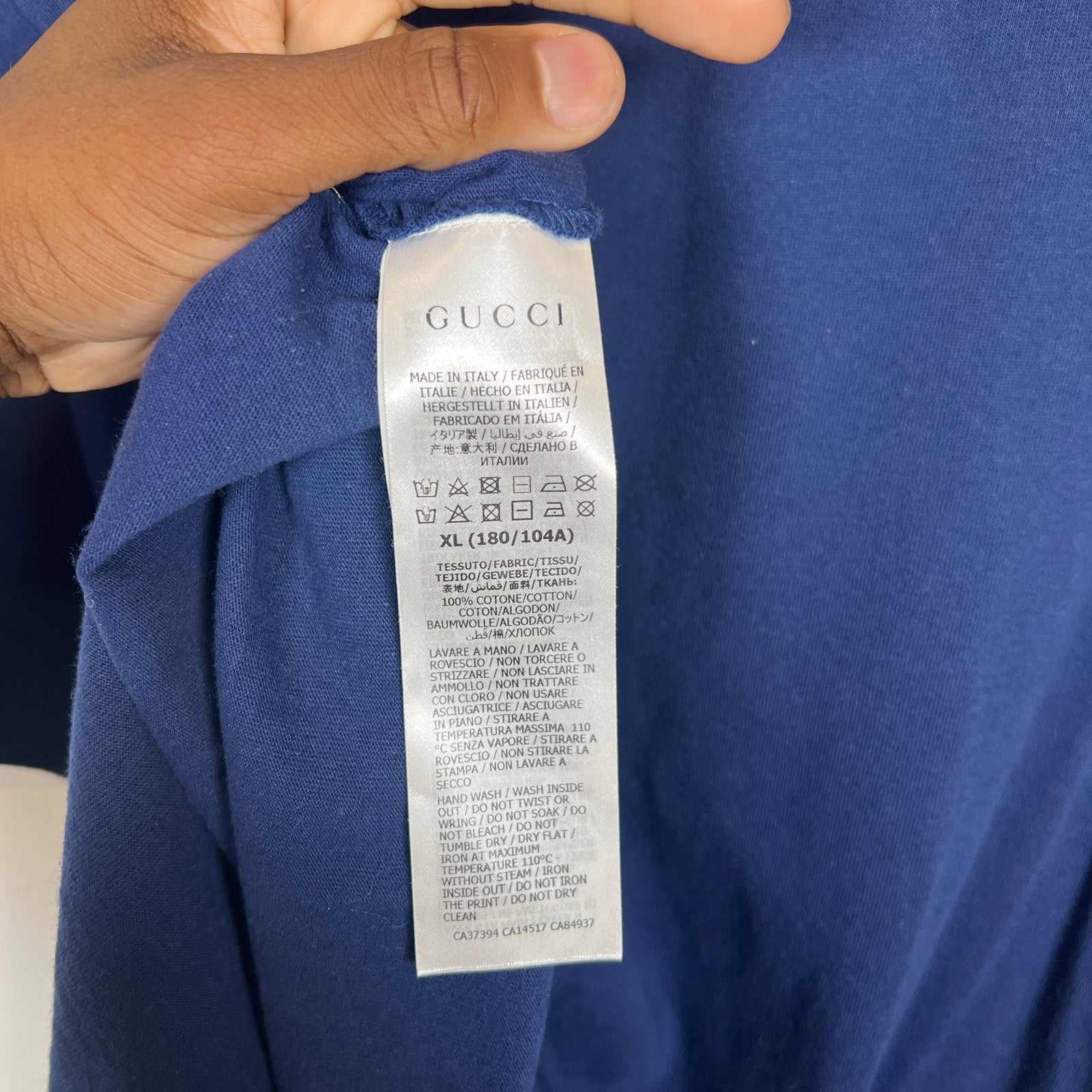 Gucci Blue/Orange Interlocking G Striped T-Shirt Size XL