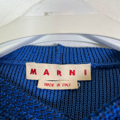 Marni Blue Jacquard Knit Hoodie Size L