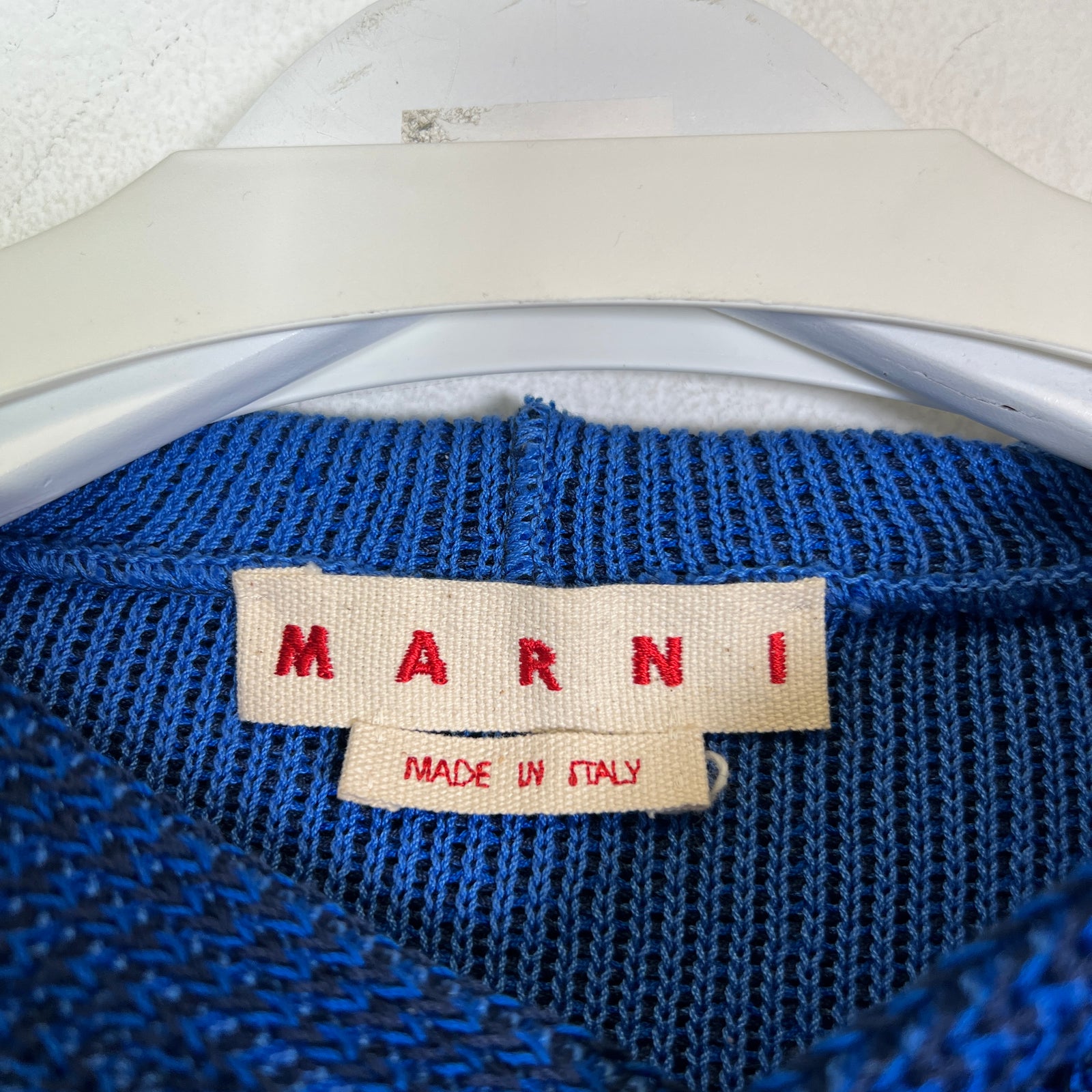 Marni Blue Jacquard Knit Hoodie Size L