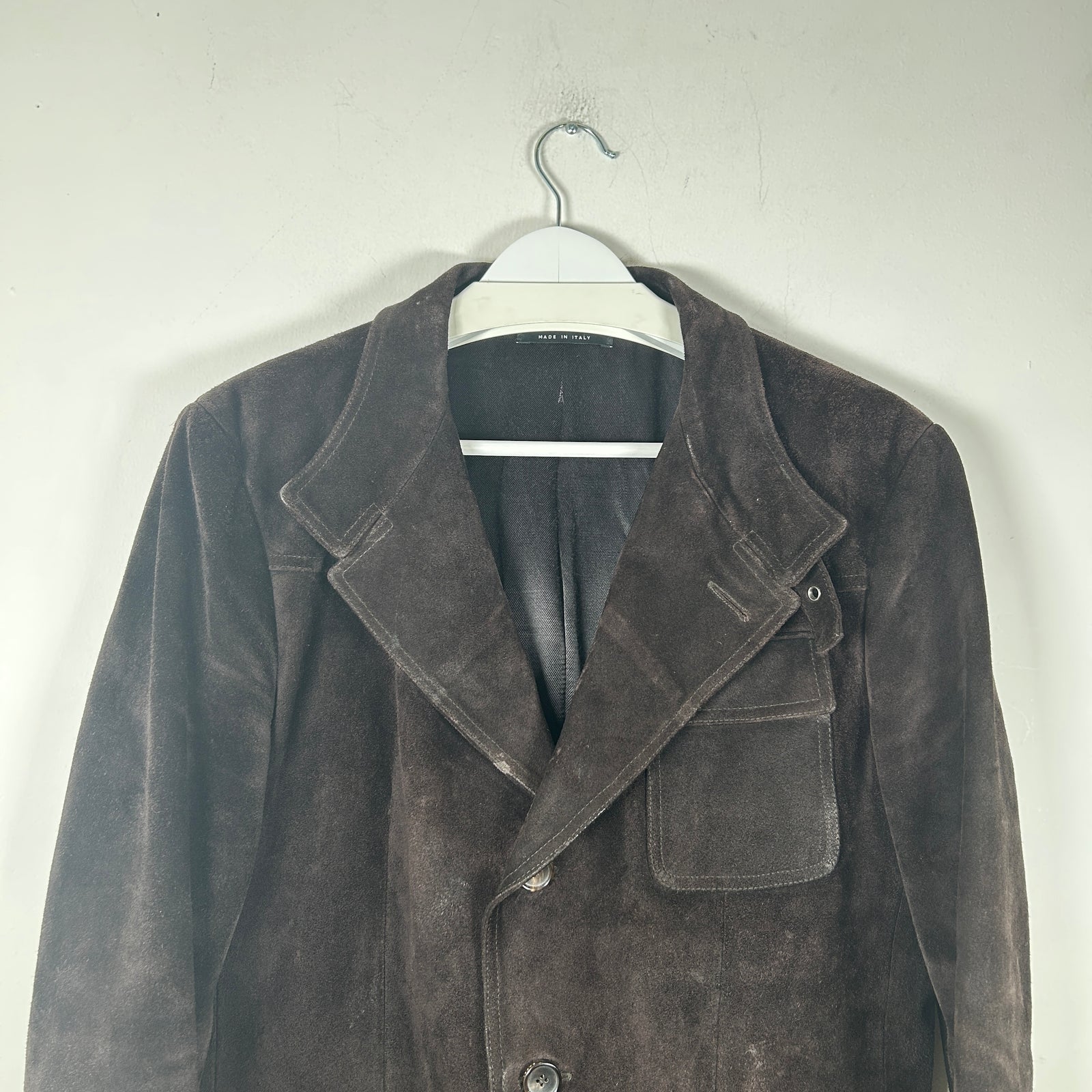Gucci Brown Suede Leather Over Coat Size 50it