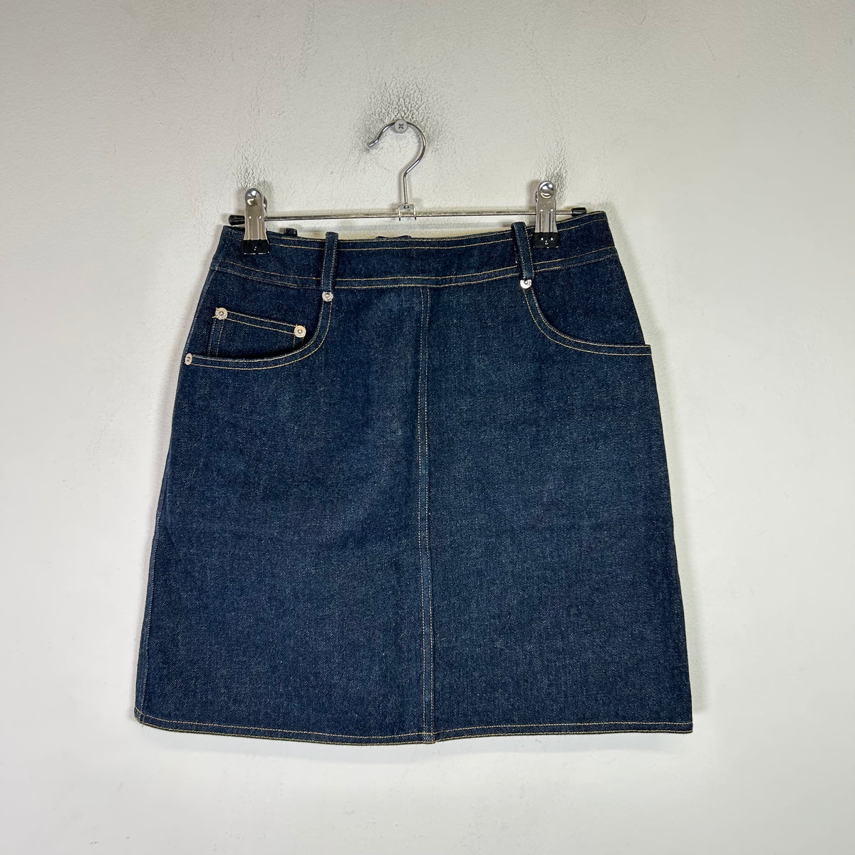 Chanel Vintage 1996 Logo Pocket Denim Skirt