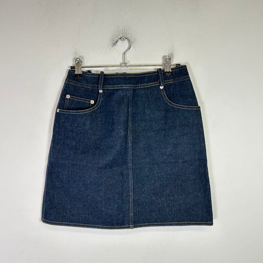 Chanel Vintage 1996 Logo Pocket Denim Skirt
