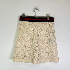 Gucci Ivory Web Lace Midi Skirt