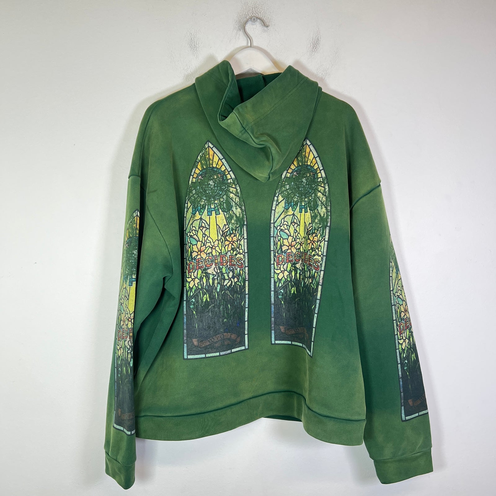 Who Decides War Vintage Green Faded Hoodie