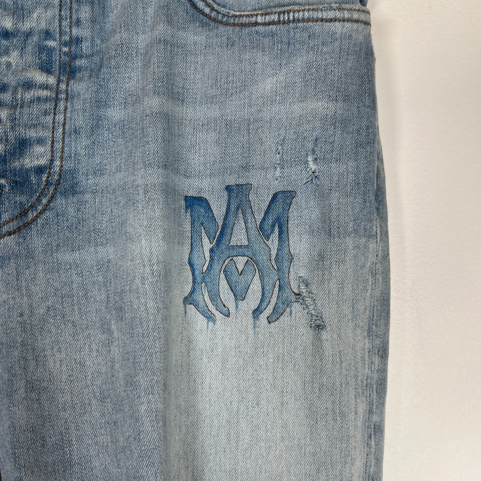 Amiri 'AM' Lightwash Jeans Size 38