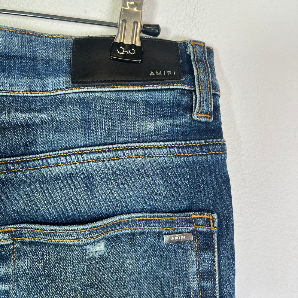 Amiri Dark Blue MX1 Black Patch Jeans
