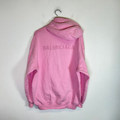 Balenciaga Pink Spell-Out Logo Oversized Hoodie Size XS