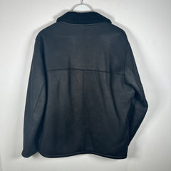 Burberry Black Sherling Leather Zip Up Jacket Size M