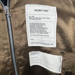 Helmut Lang Olive Satin Label Patch Coach Jacket Size XXL