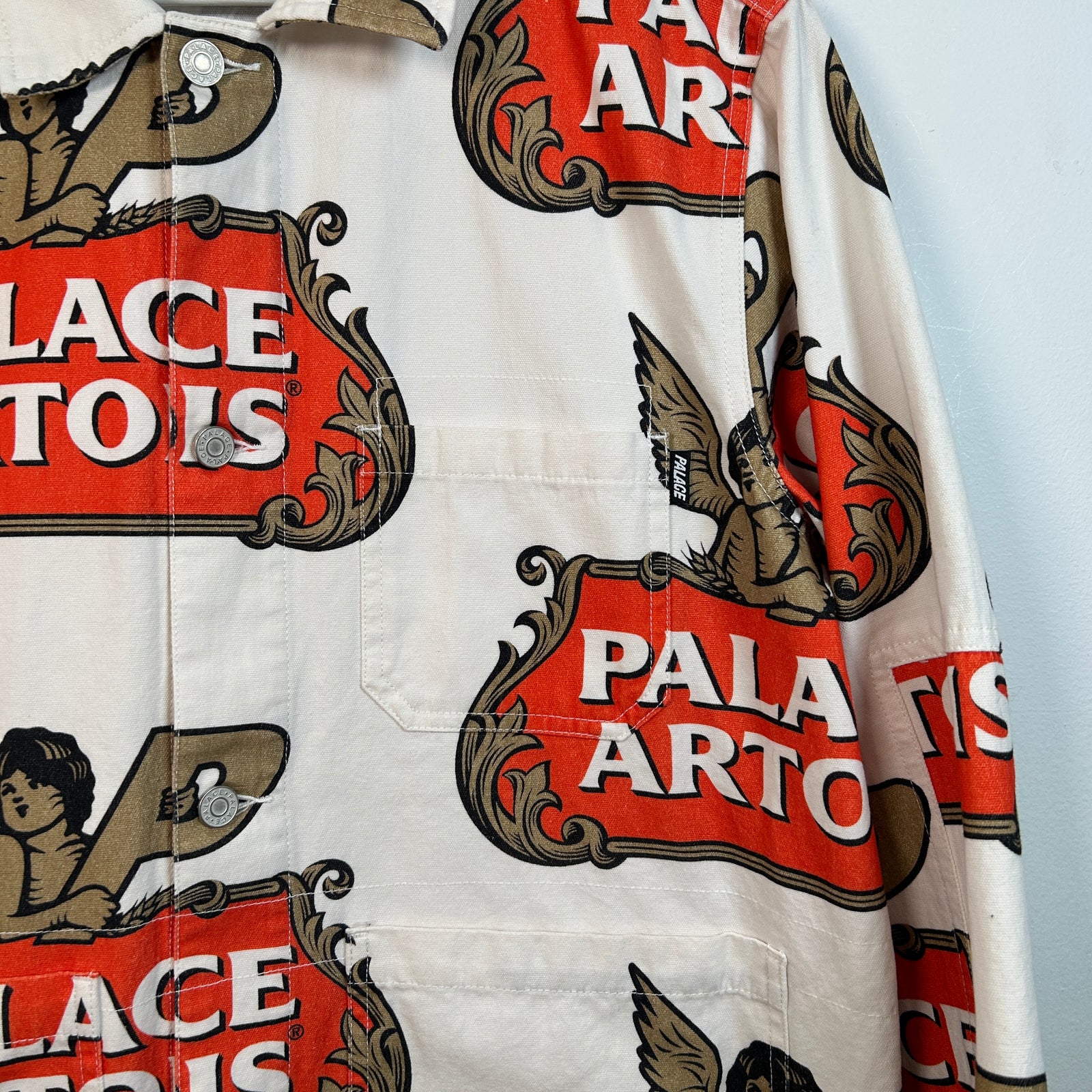Palace x Stella Artois All Over Logo Print Jean Jacket Size L