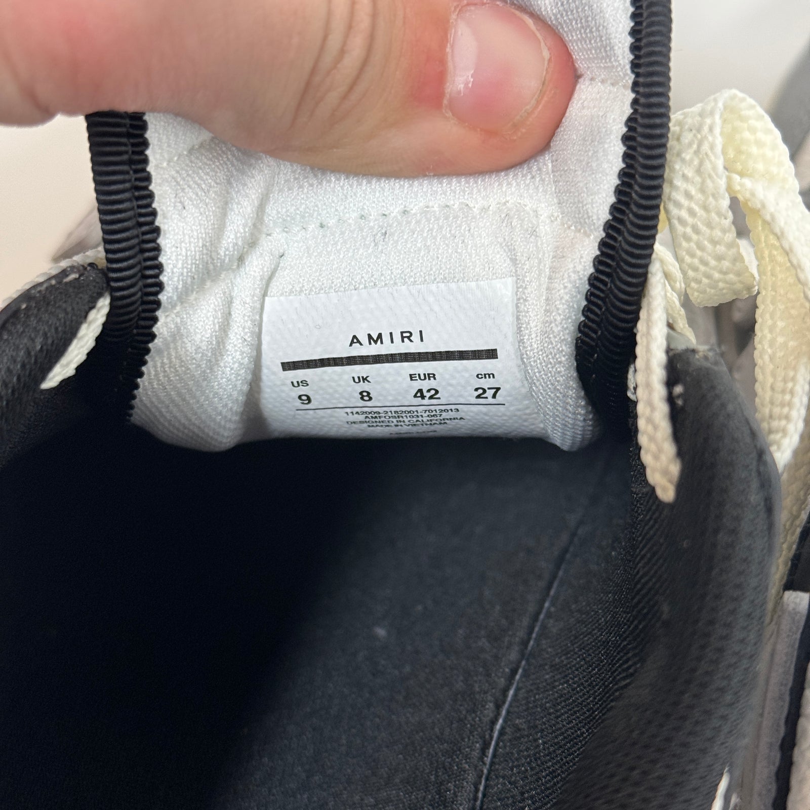 Amiri Black/Grey Bone Sneaker Size 42