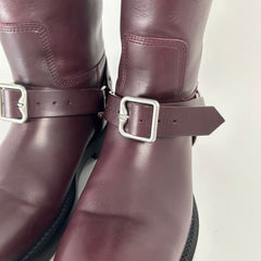 Burberry Saddle Harness Burgundy Leather Boots Size 42