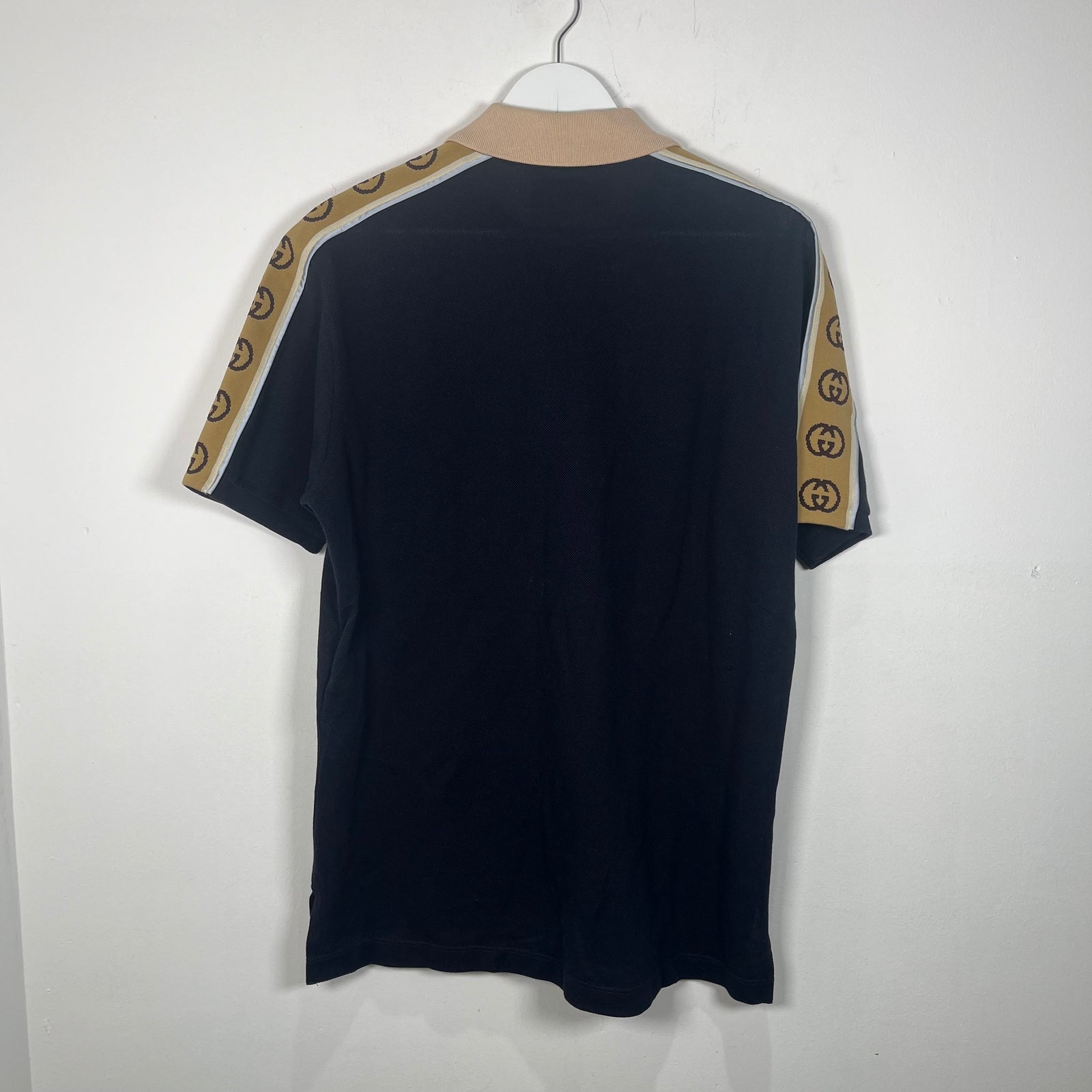Gucci Black GG Shoulder Logo Polo Shirt Size M