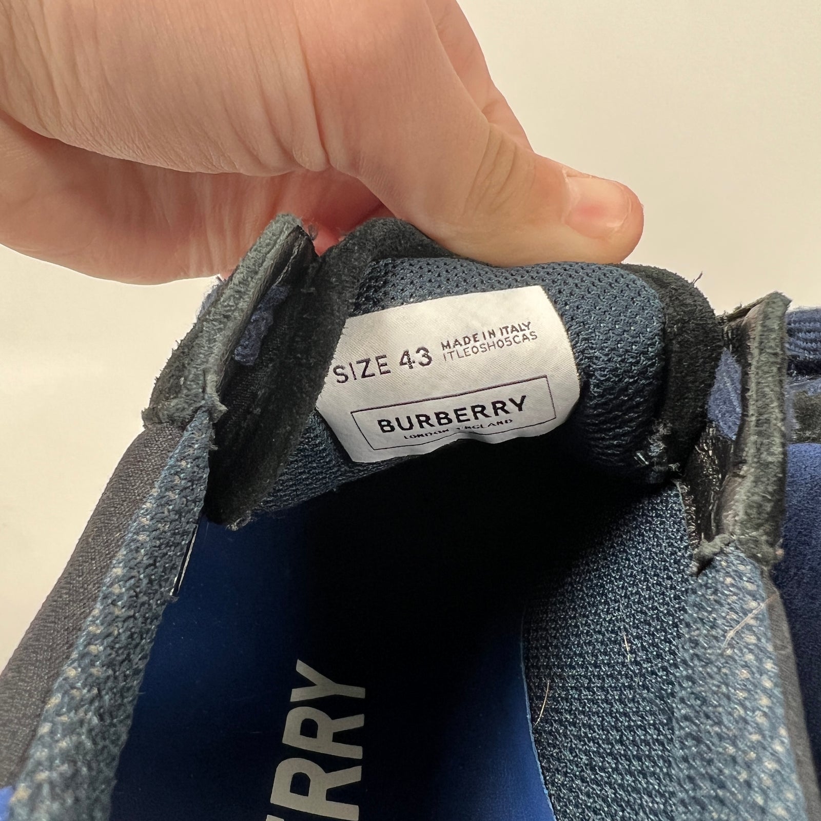Burberry Blue Ramsey Low Top Size 10