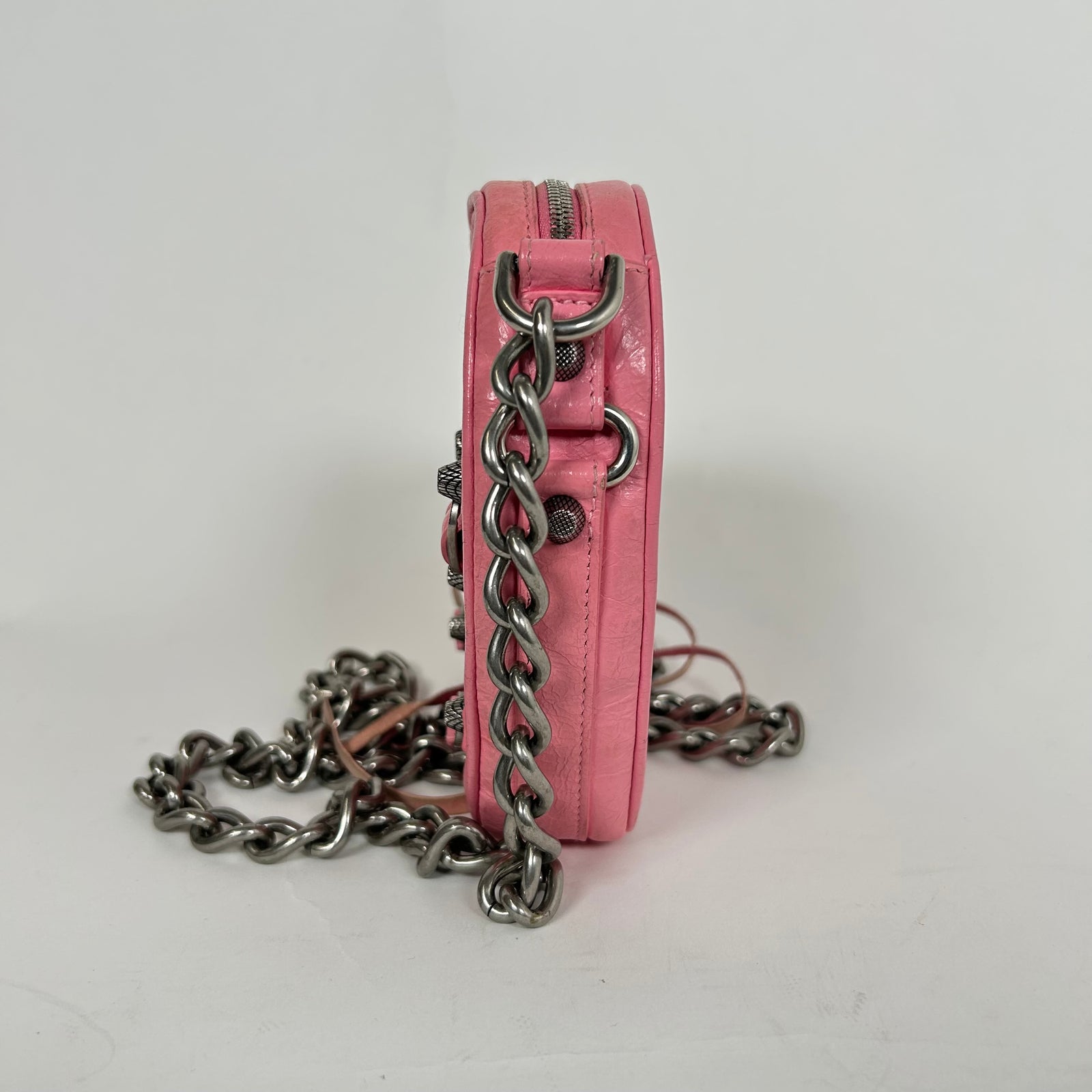 Balenciaga Pink Mini Le Cagole Heart Shoulder Bag