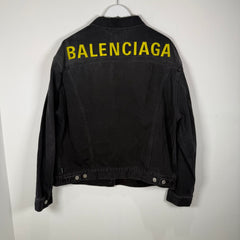 Balenciaga Spell Out Logo Black Jean Jacket Size XL