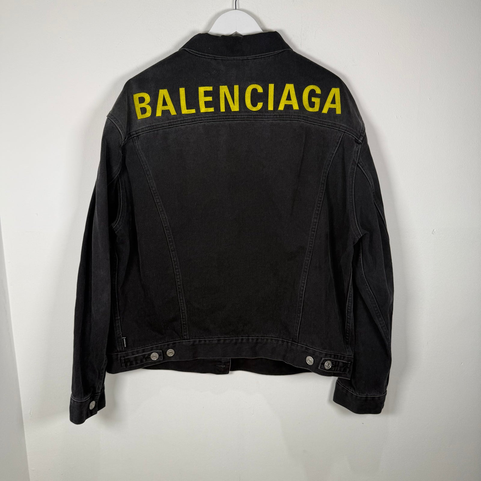 Balenciaga Spell Out Logo Black Jean Jacket Size XL