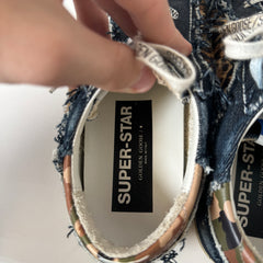 Golden Goose Denim Distressed Pony Hair Sneakers Size 37
