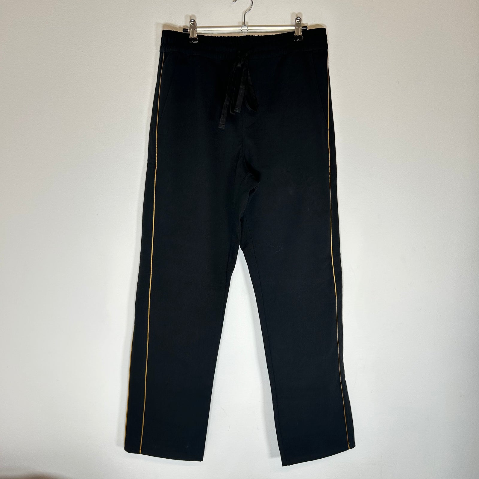 Rhude Black Side-Stripe Canvas Track Pants Size L