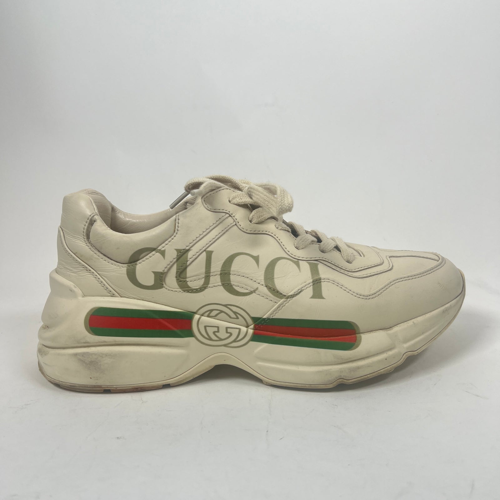 Gucci Cream Classic Logo Rhyton Sneaker Size 38