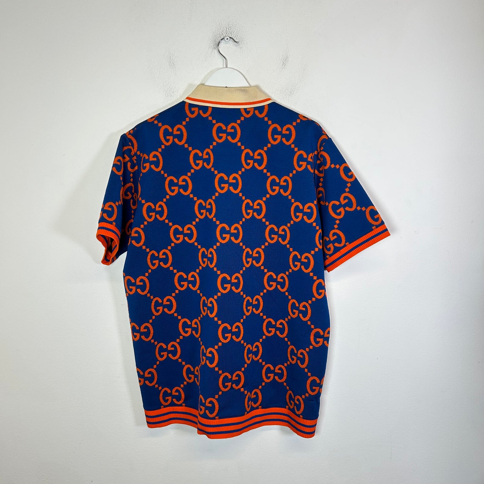 Gucci Blue/Orange Jumbo GG Jacquard Polo Size M