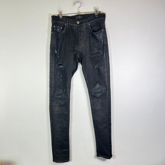 Amiri MX1 Black Waxed Denim Jeans