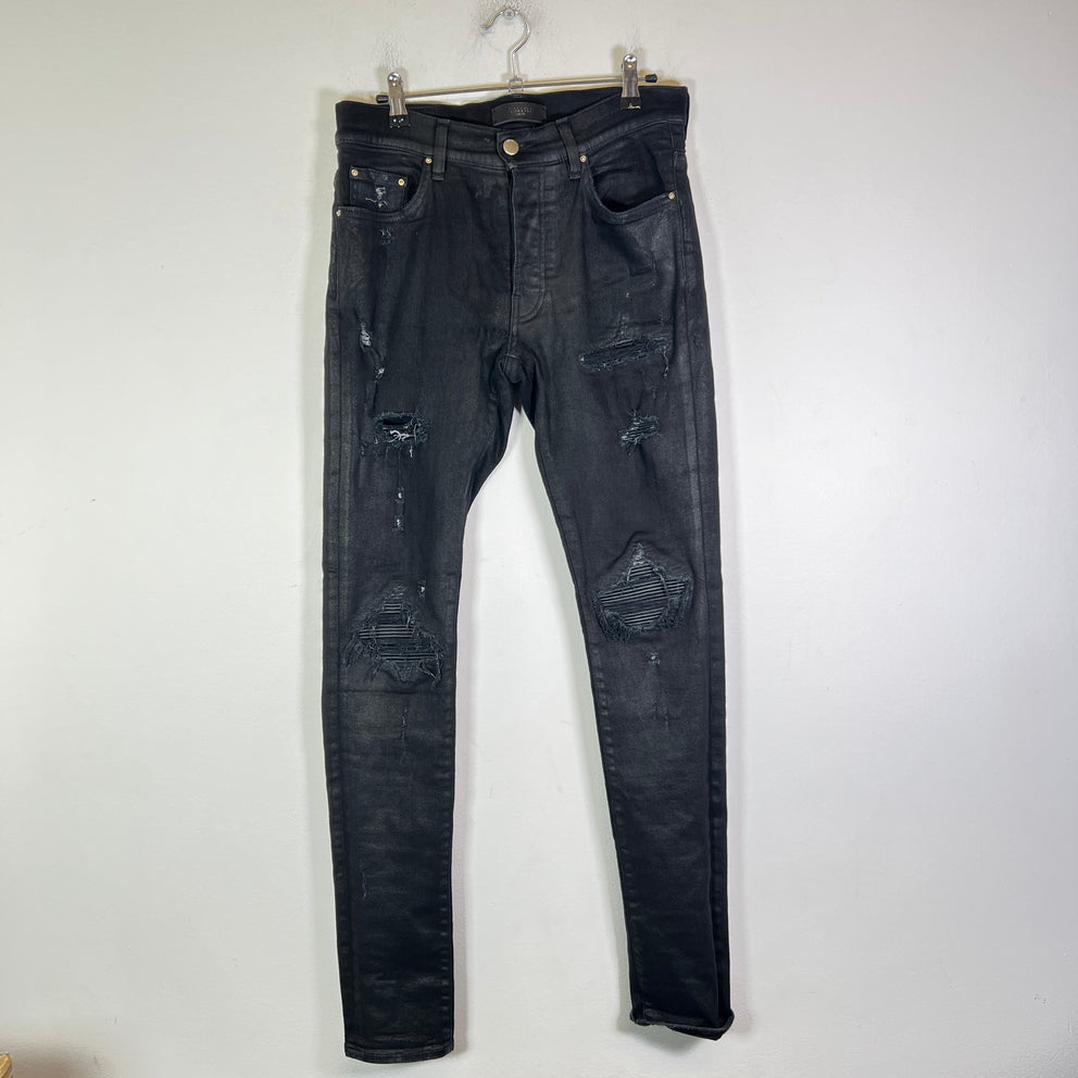 Amiri MX1 Black Waxed Denim Jeans