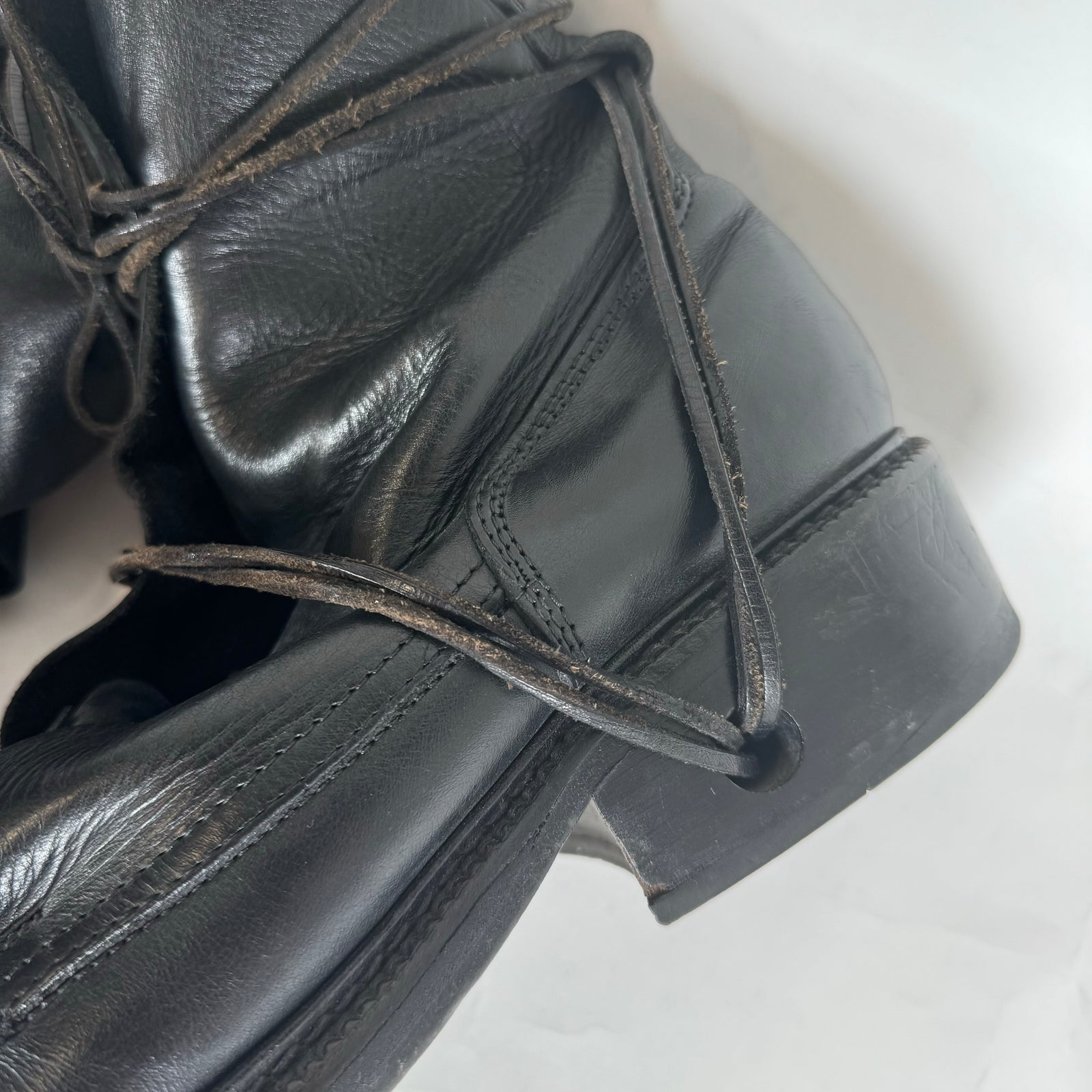 Dirk Bikkemburgs Black Leather Lace Through Heel Boots Size 44