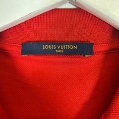 Louis Vuitton Red Monogram Embroidered Polo Shirt Size M