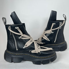 Rick Owens x Doc Marten's Black Megalace Pebbled Leather Boots Size 12