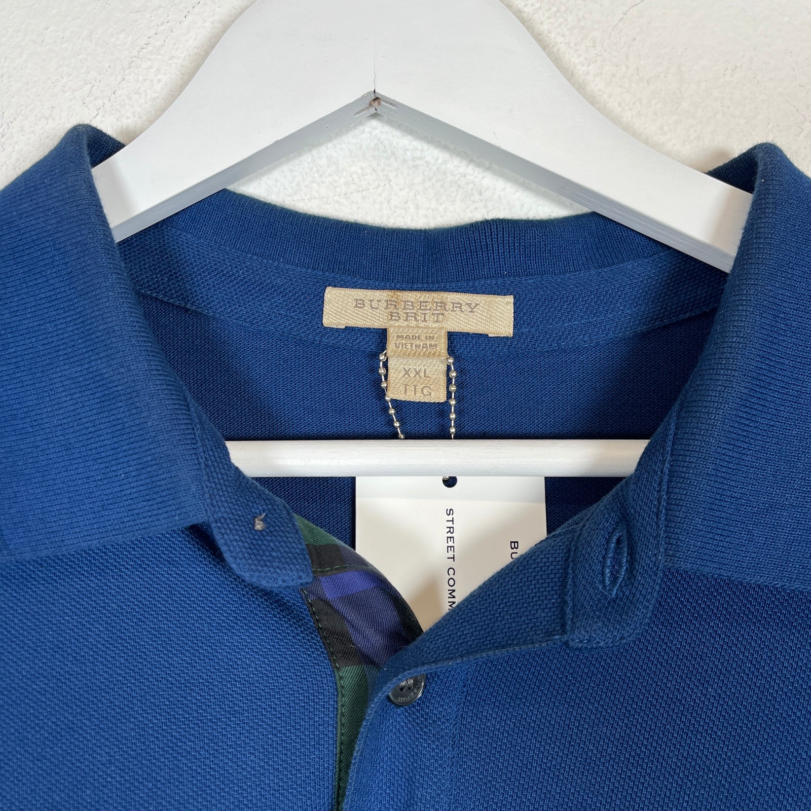 Burberry Blue Check Polo Size XXL