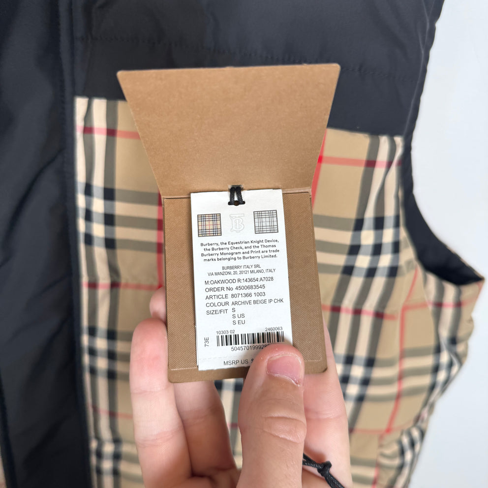 Burberry Check Reversible Down Vest Size S