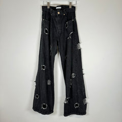 Rejina Pyo Black Distressed Wide Leg Jeans Size 28