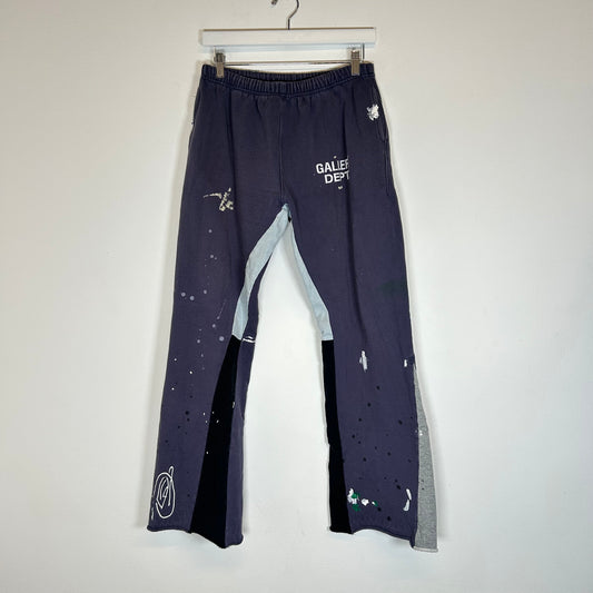 Gallery Dept Navy Paint Splatter Flared Sweatpants Size L