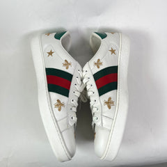 Gucci White Bees & Stars Embroidered Ace Sneaker Size GG 9.5