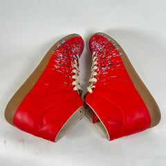 Maison Margiela Red Paint Splatter Mid-Top Sneaker Size 44