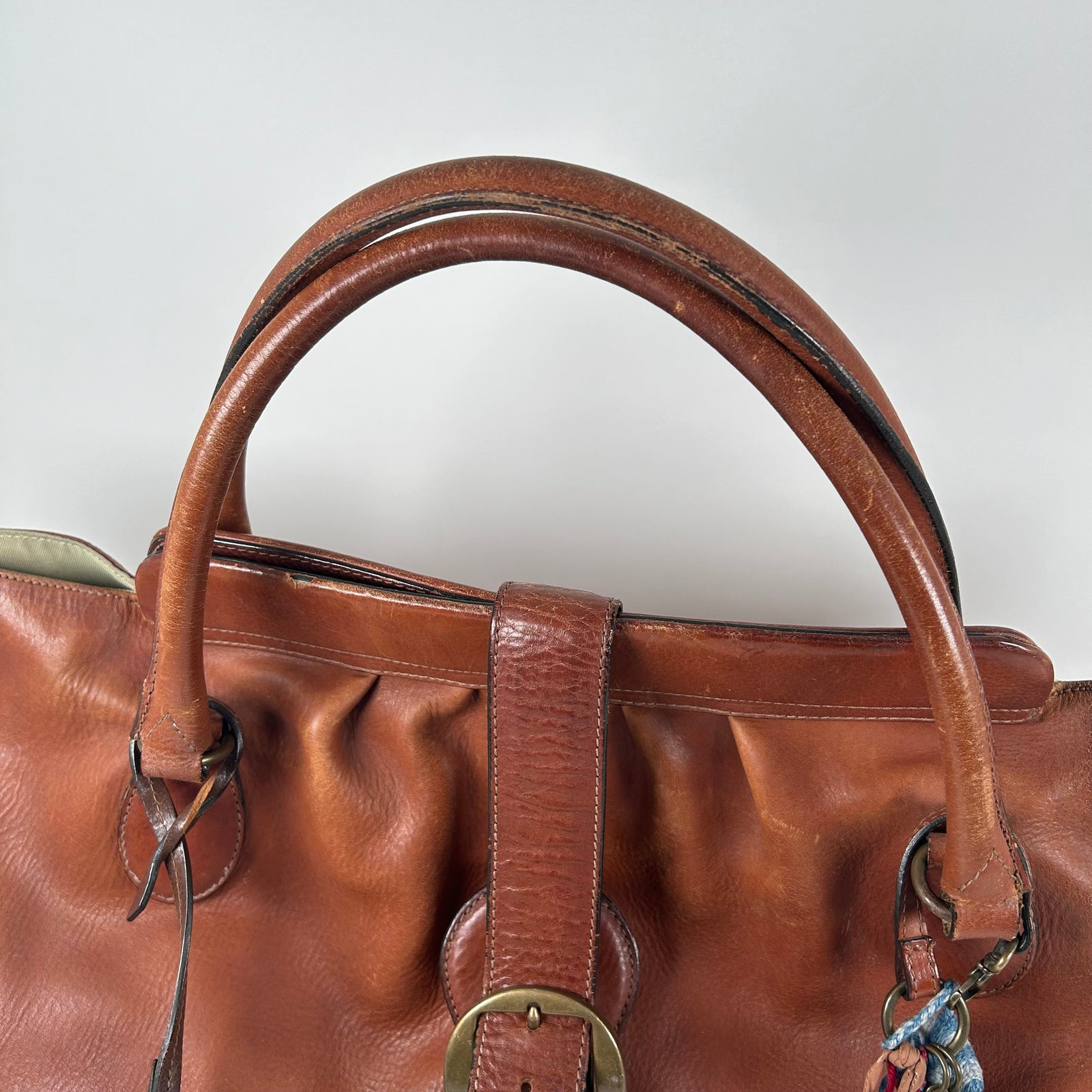 Marni Brown Buckle Charm Leather Tote Bag