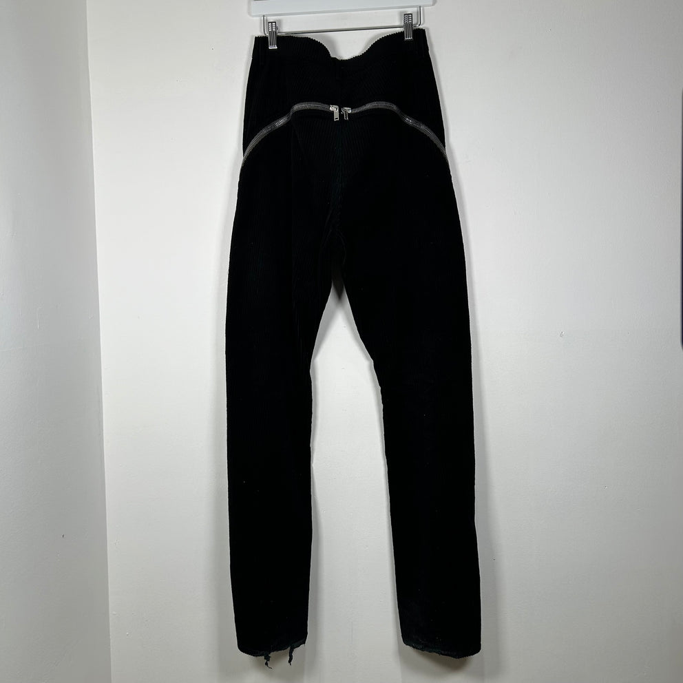Rick Owens Bolan Banana Black Corduroy Wide-Leg Pants Size 30
