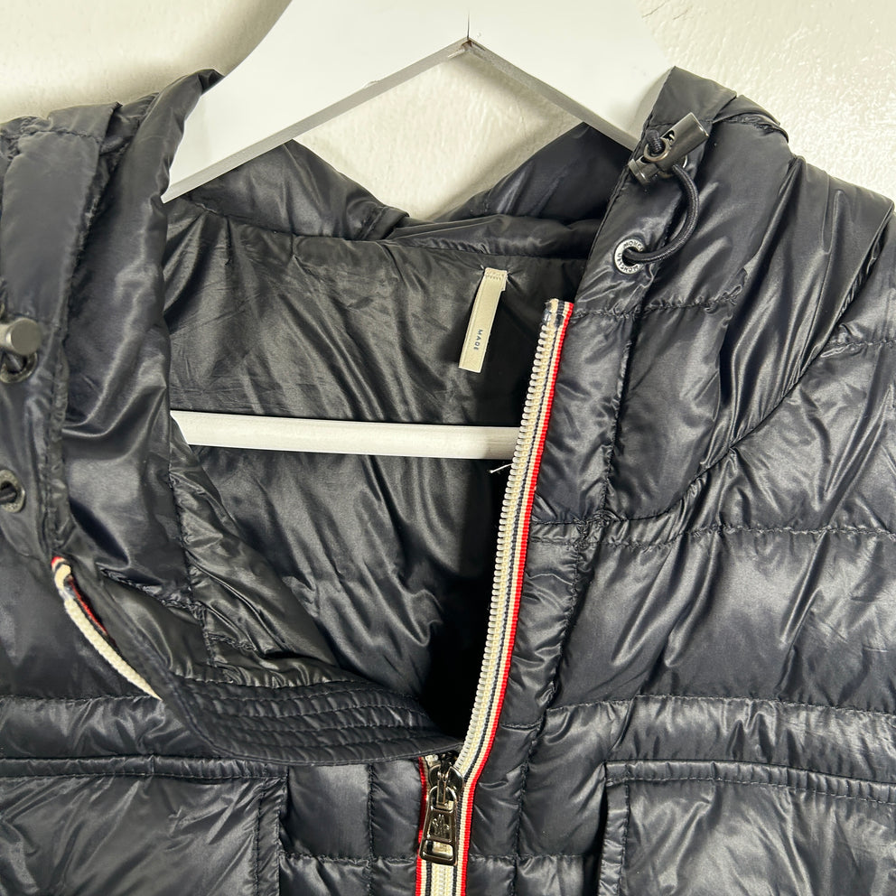 Moncler Navy Douret Hooded Nylon Down Jacket Size 5