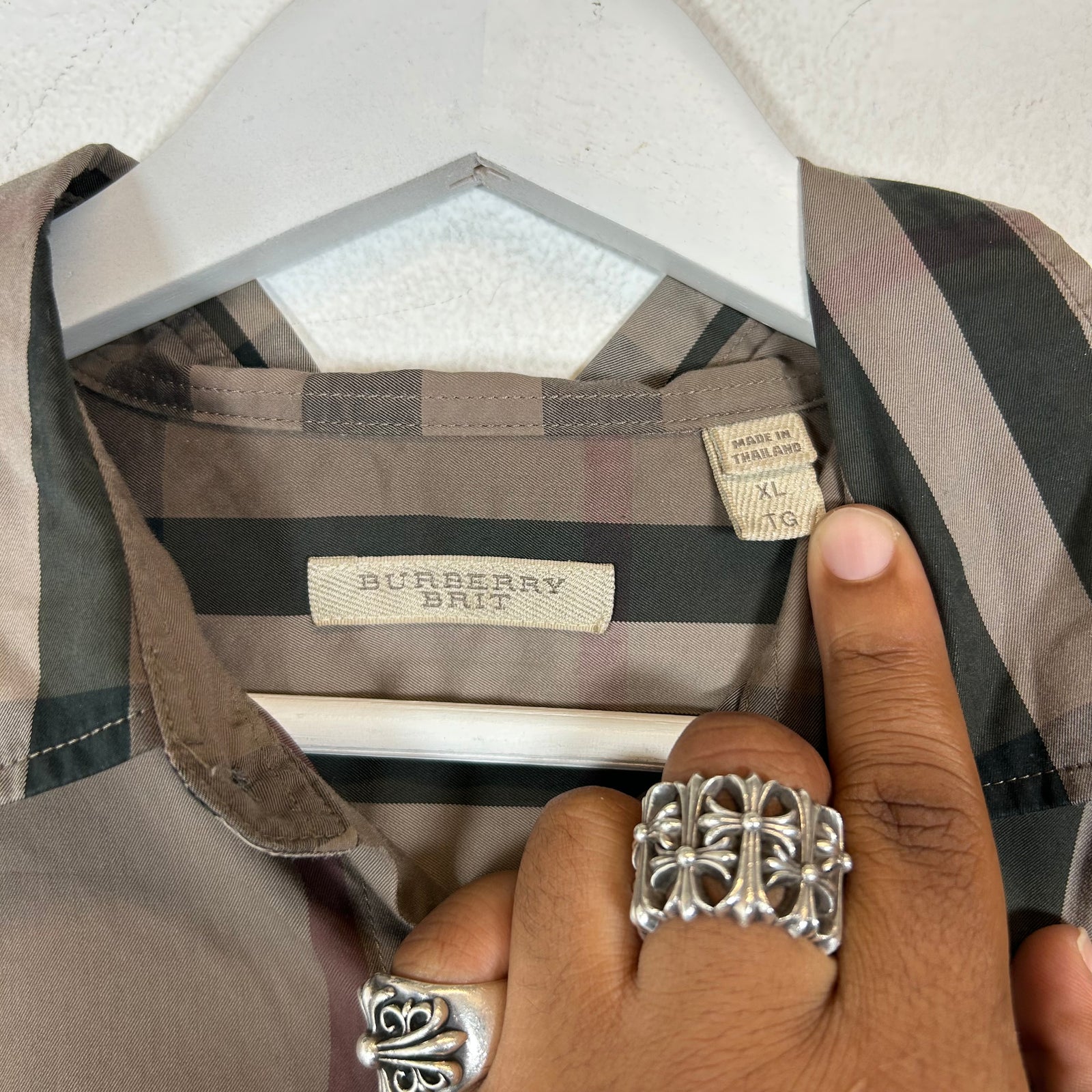 Burberry Brit Brown Check Button-Up Shirt Size XL