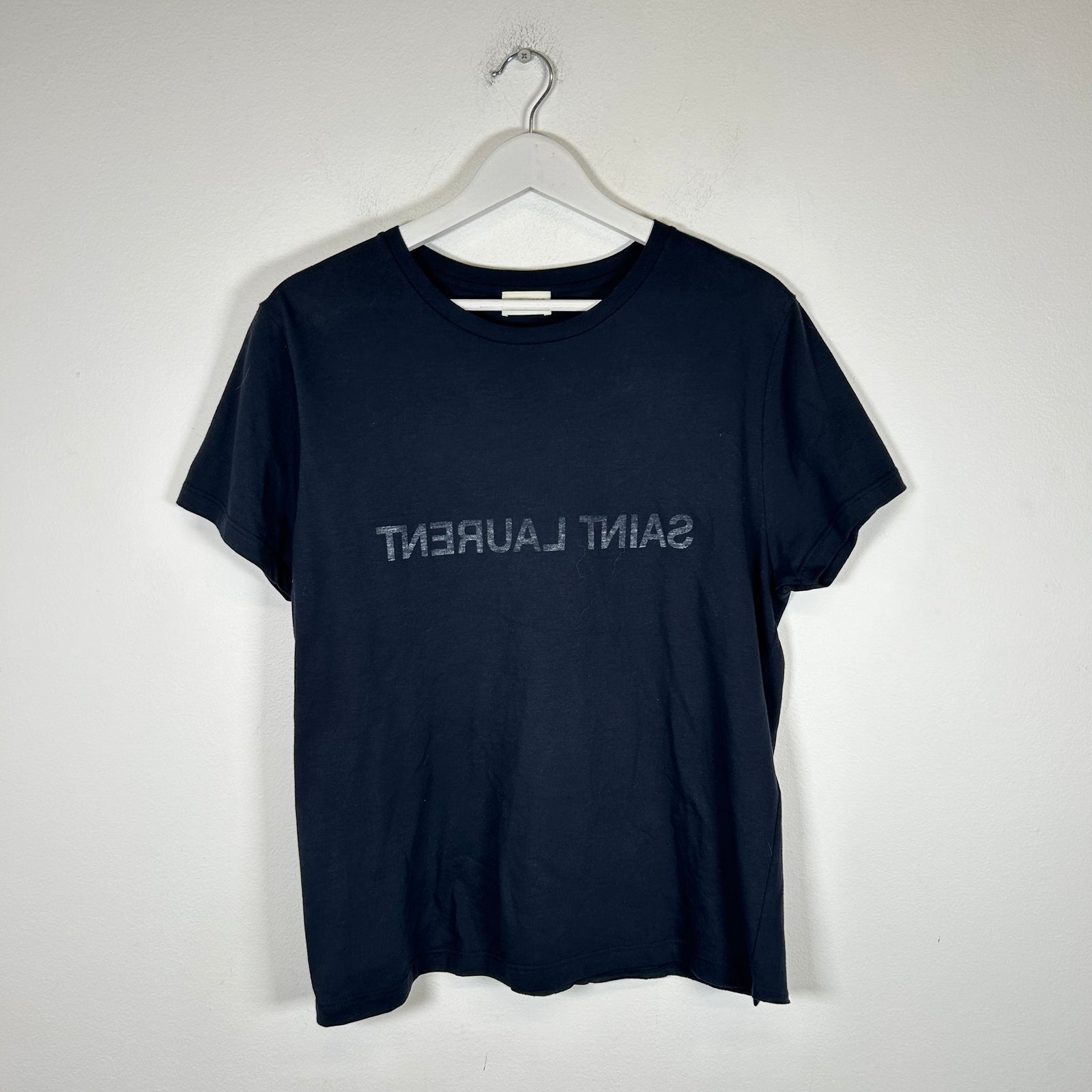 Saint Laurent Navy Reverse Tee Size M