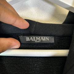 Balmain Black Dragon Embroidered Chest Logo Zip-Up Hoodie