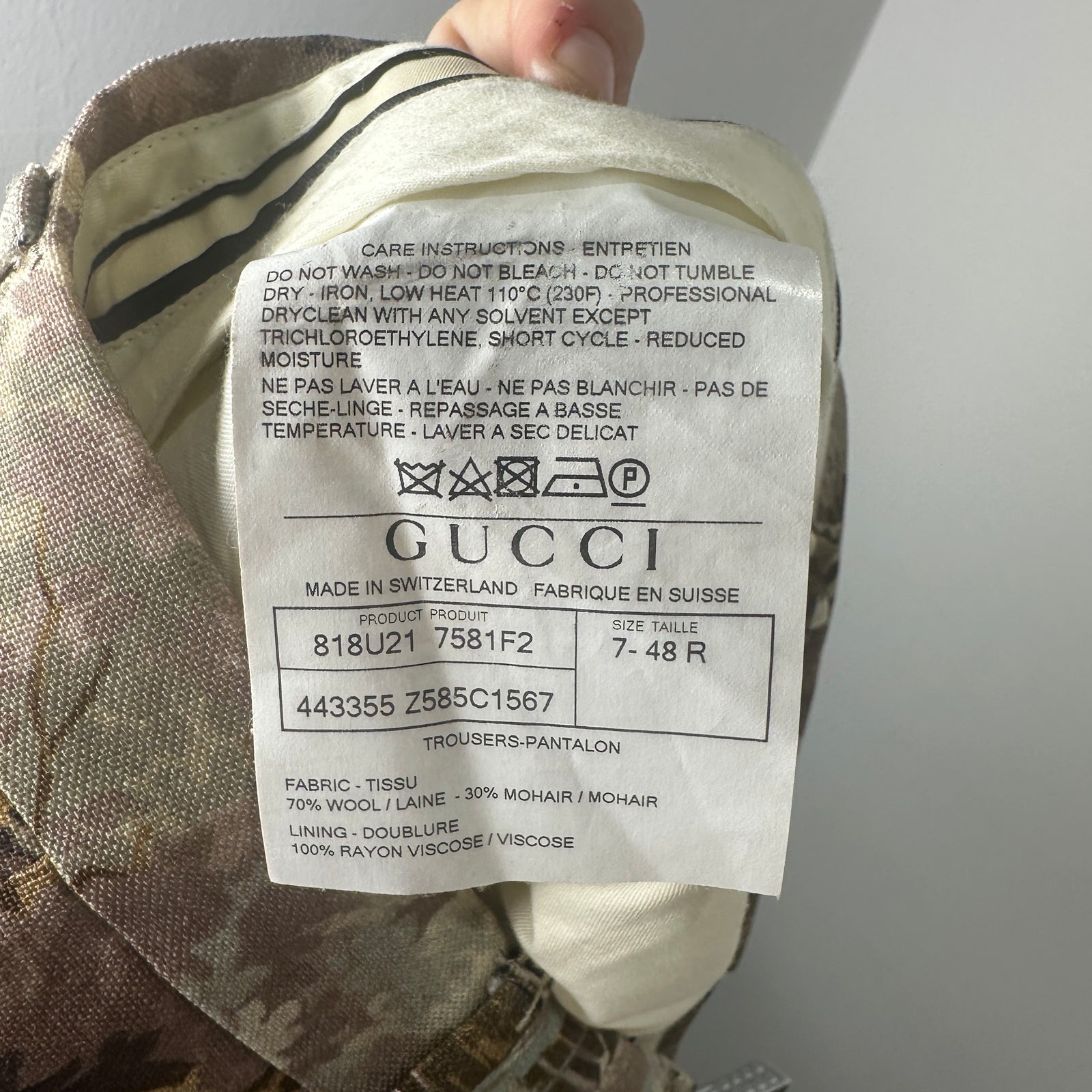 Gucci FW/16 Worsted Wool French Tapestry Pants Size 32