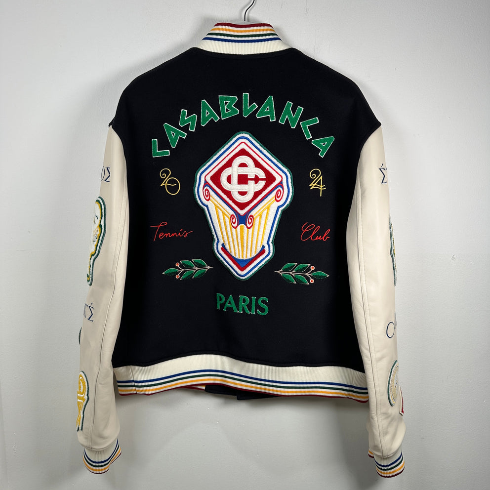 Casablanca 2024 Black 'Chenille' Embroidered Patch Varsity Jacket Size XL