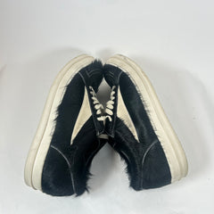Rick Owens Black/Milk Pony Hair Vintage Sneaker Size 45