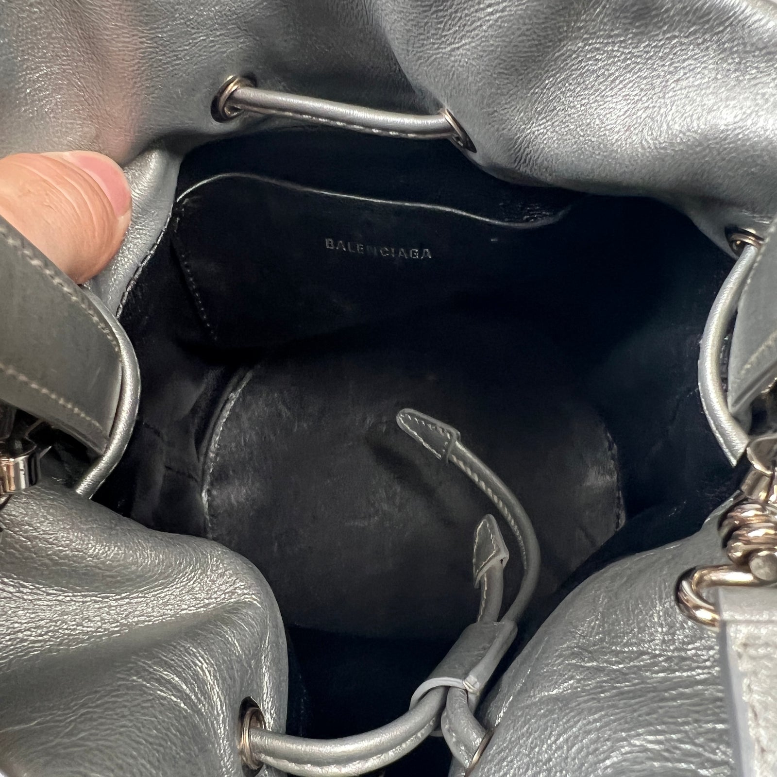 Balenciaga Silver XS Bucket Bag