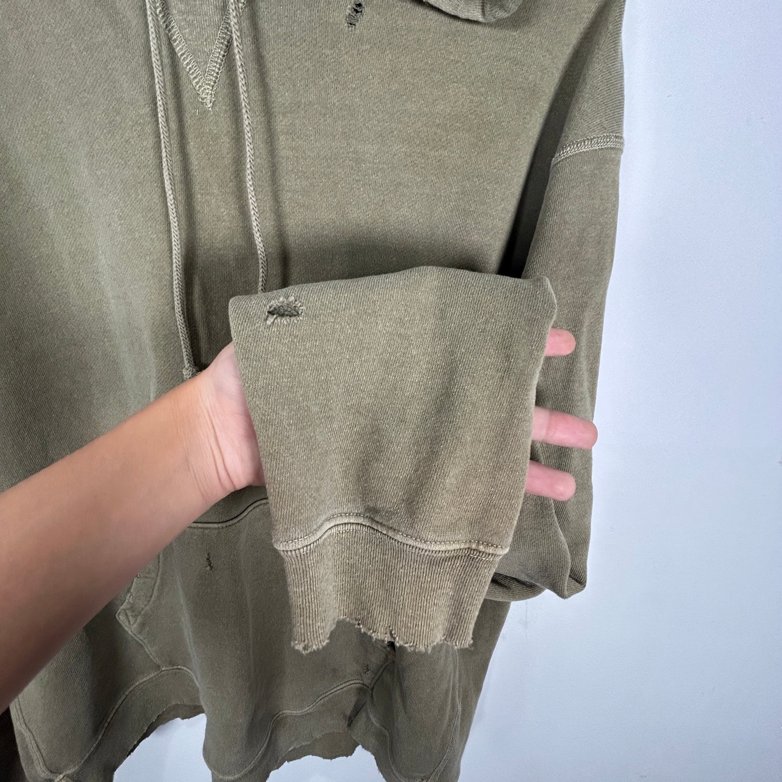 John Elliot Distressed Olive Hoodie Size 3