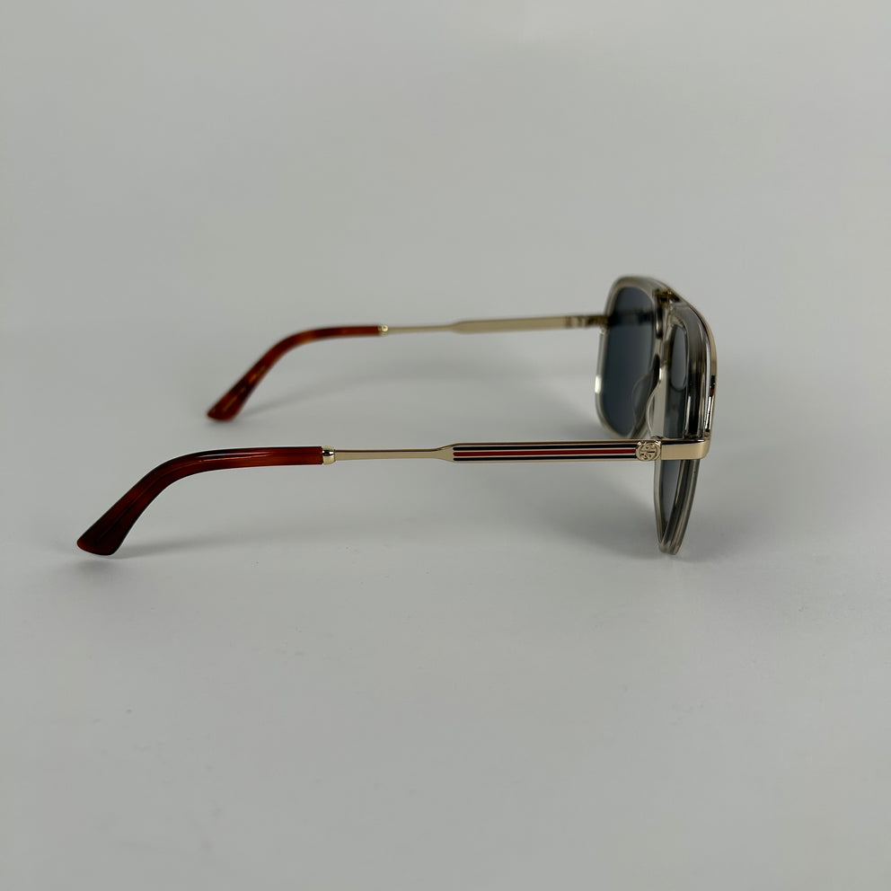 Gucci Gold GG Acetate Aviator Sunglasses